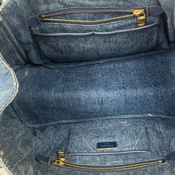 Prada Denim Tote Bag | Authentic | Classic Logo Shopper - Picture 8 of 11